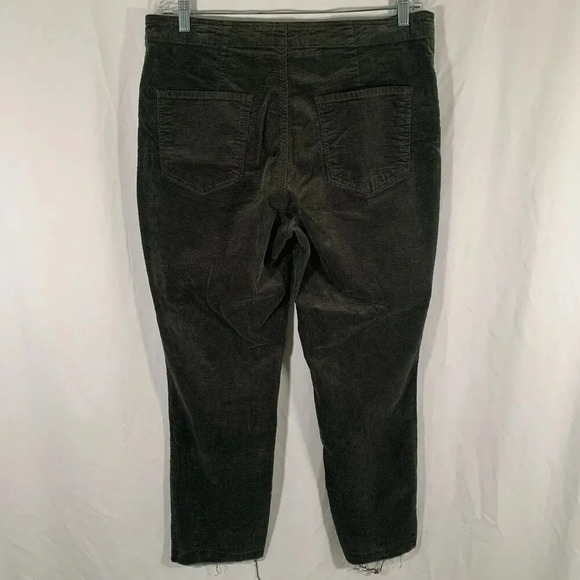 Kut from the Kloth Pants Women 16 Green Corduroy Button Fly Raw Hem Pockets - Picture 9 of 10